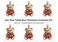 Festive Teddy Bear Christmas Decoration Clipart Bundle