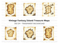 Vintage Treasure Island Maps Clipart Bundle