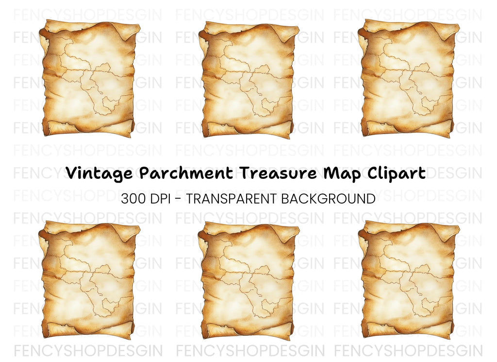Blank Scroll Map Clipart Bundle