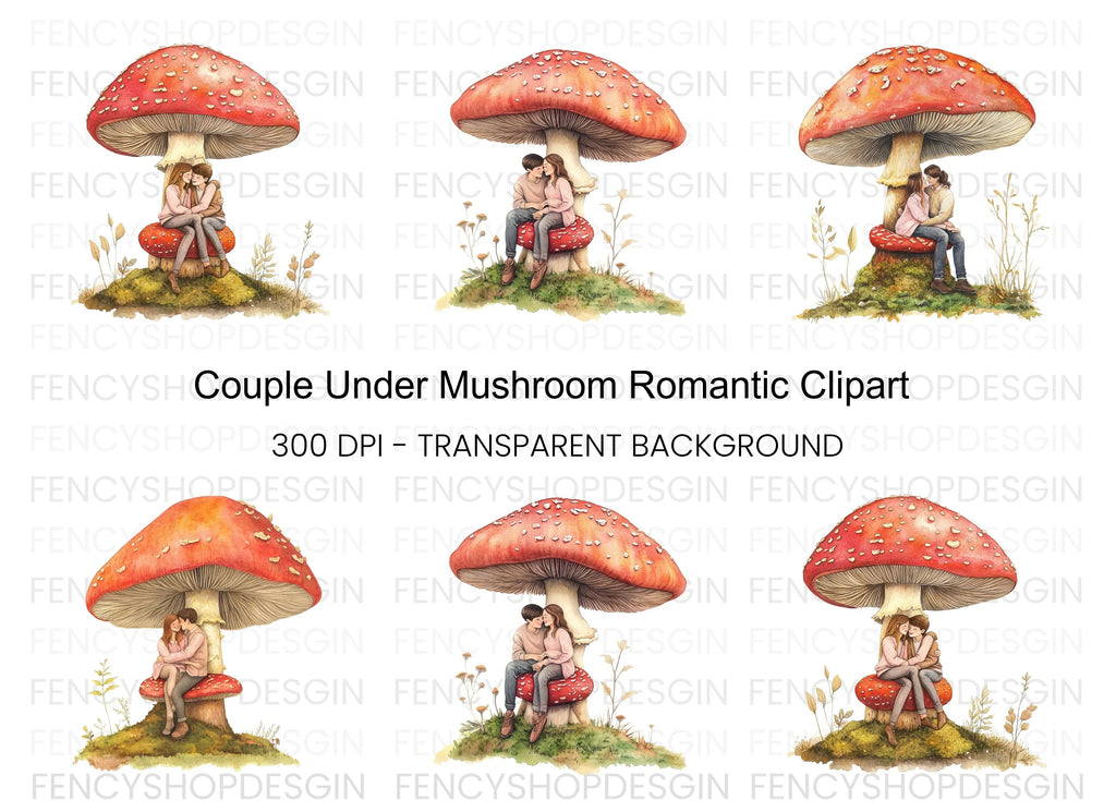 Couple on Mushroom Clipart Bundle