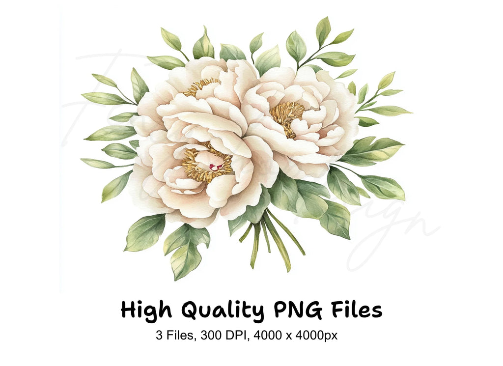 Peony Bouquet Clipart Bundle