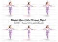 Serene Woman Balancing Clipart Bundle