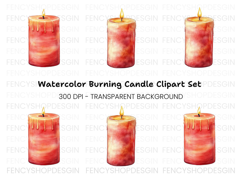 Red Candle Clipart Bundle