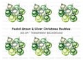Pastel Green Silver Christmas Ornaments Clipart Bundle