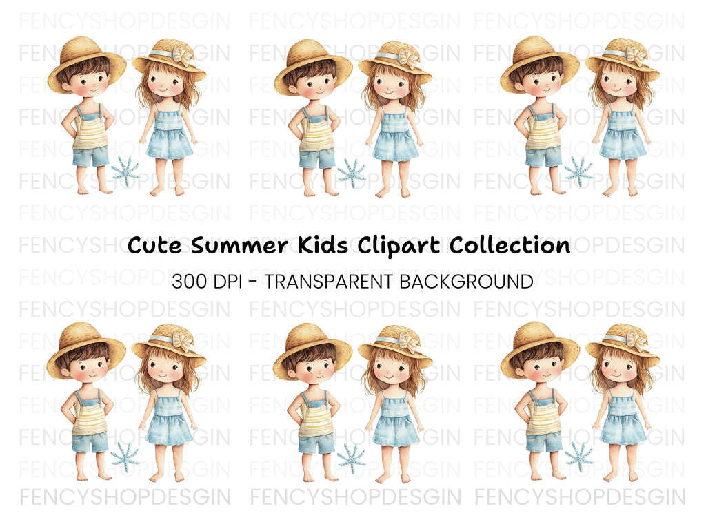 Cute Summer Kids Clipart Bundle