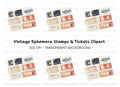 Vintage Asian Postage Stamps Clipart Bundle