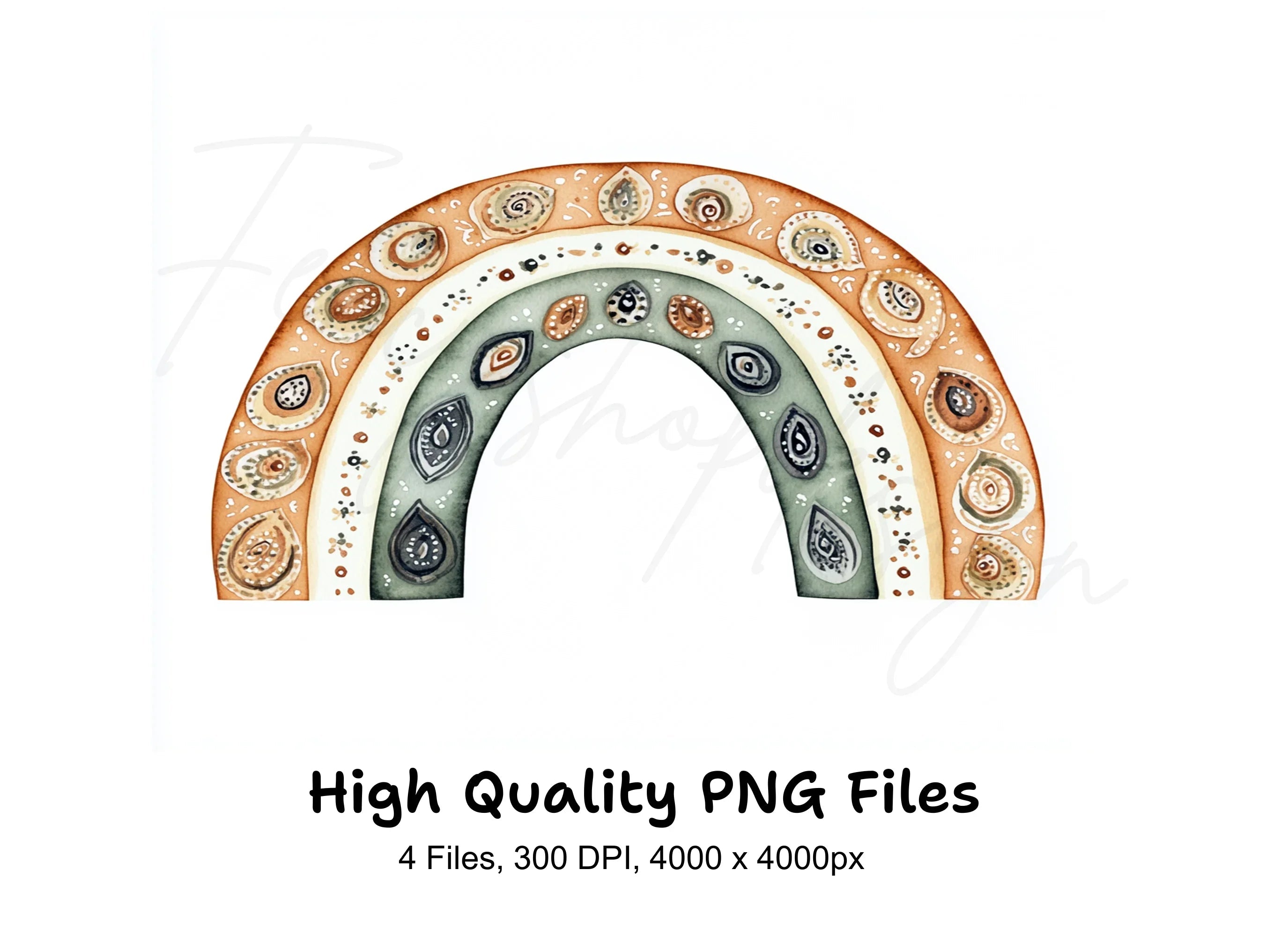 Neutral Boho Rainbow Clipart Bundle