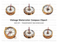 Vintage Compass Clipart Bundle