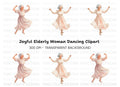 Happy Elderly Woman Dancing Clipart Bundle
