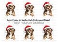 Festive Puppy with Santa Hat Clipart Bundle