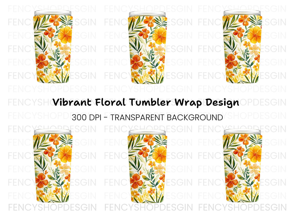 Vibrant Floral Tumbler Clipart Bundle