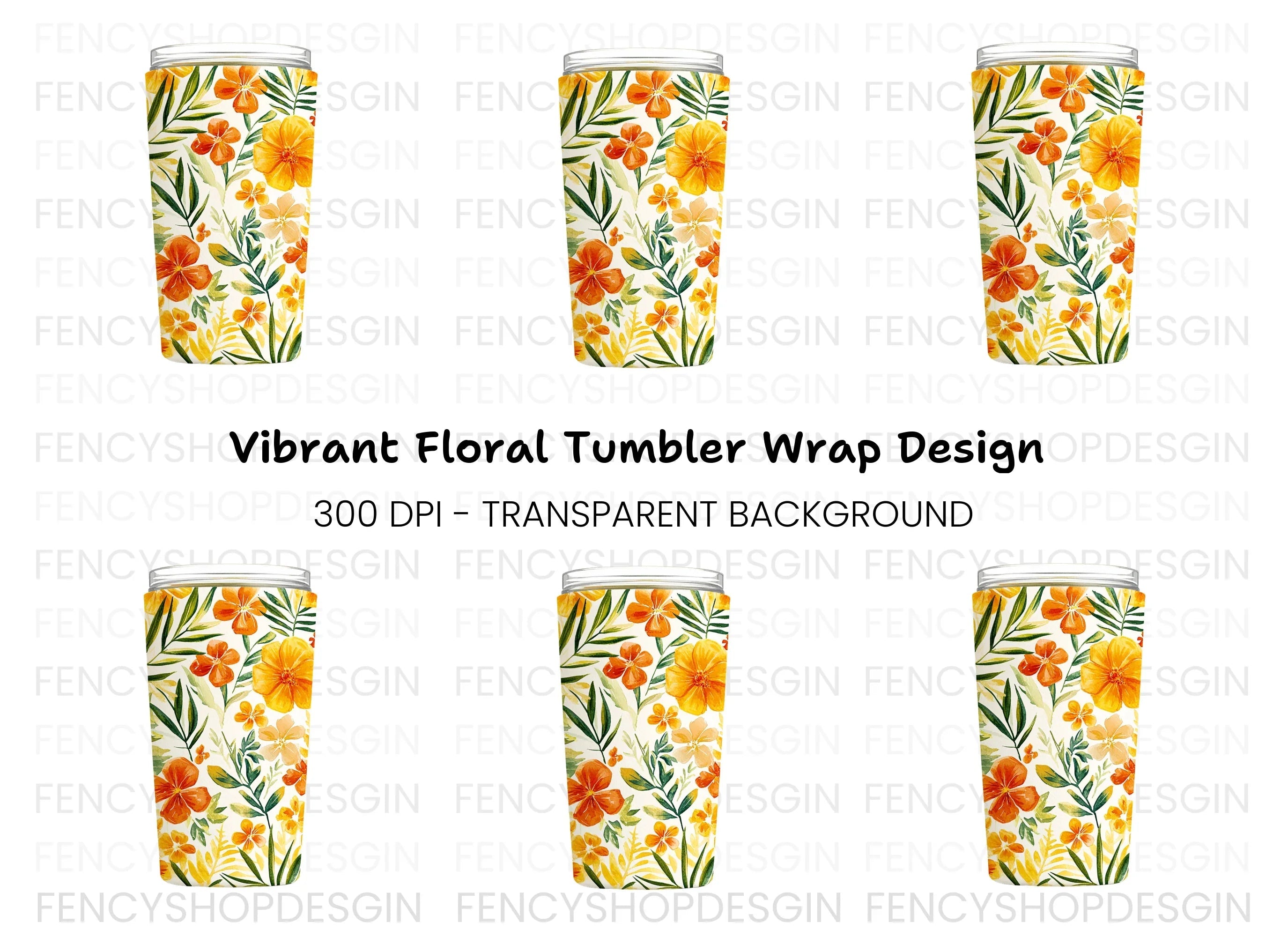Vibrant Floral Tumbler Clipart Bundle