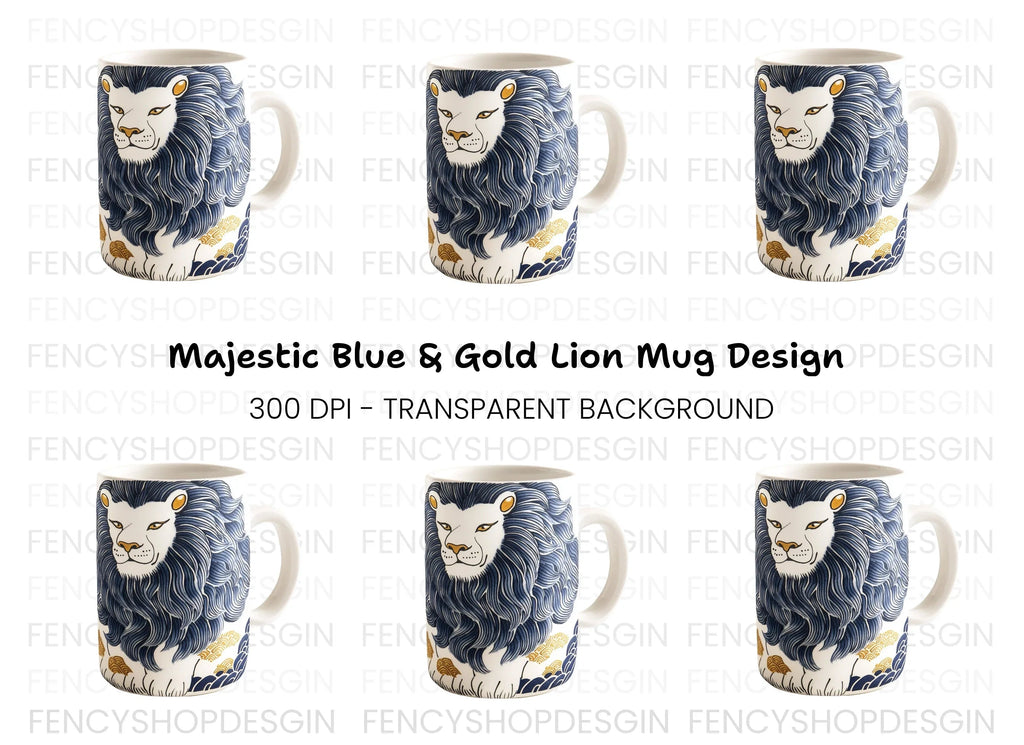 Blue Mane Lion Illustration Clipart Bundle