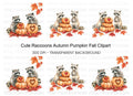 Autumn Raccoons with Pumpkin Clipart Bundle
