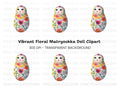 Vibrant Floral Matryoshka Doll Clipart Bundle