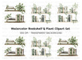 Aesthetic Bookshelf and Plant Clipart Bundle