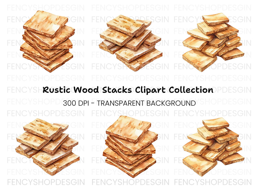 Wood Stacks Clipart Bundle
