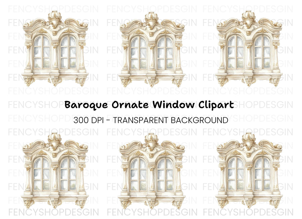 Elegant Baroque Window Clipart Bundle