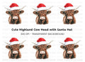 Cute Highland Cow with Santa Hat Clipart Bundle