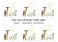 Cute Fawn with Golden Hearts Clipart Bundle