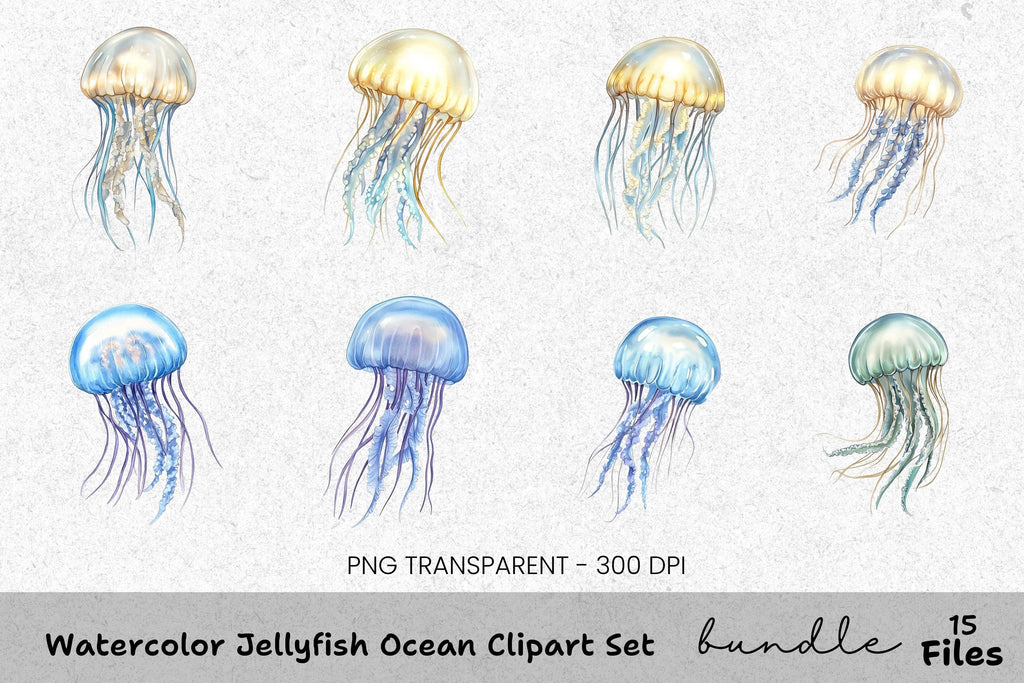 Jellyfish Ocean Clipart Bundle