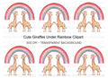Cute Giraffes Under Rainbow Clipart Bundle
