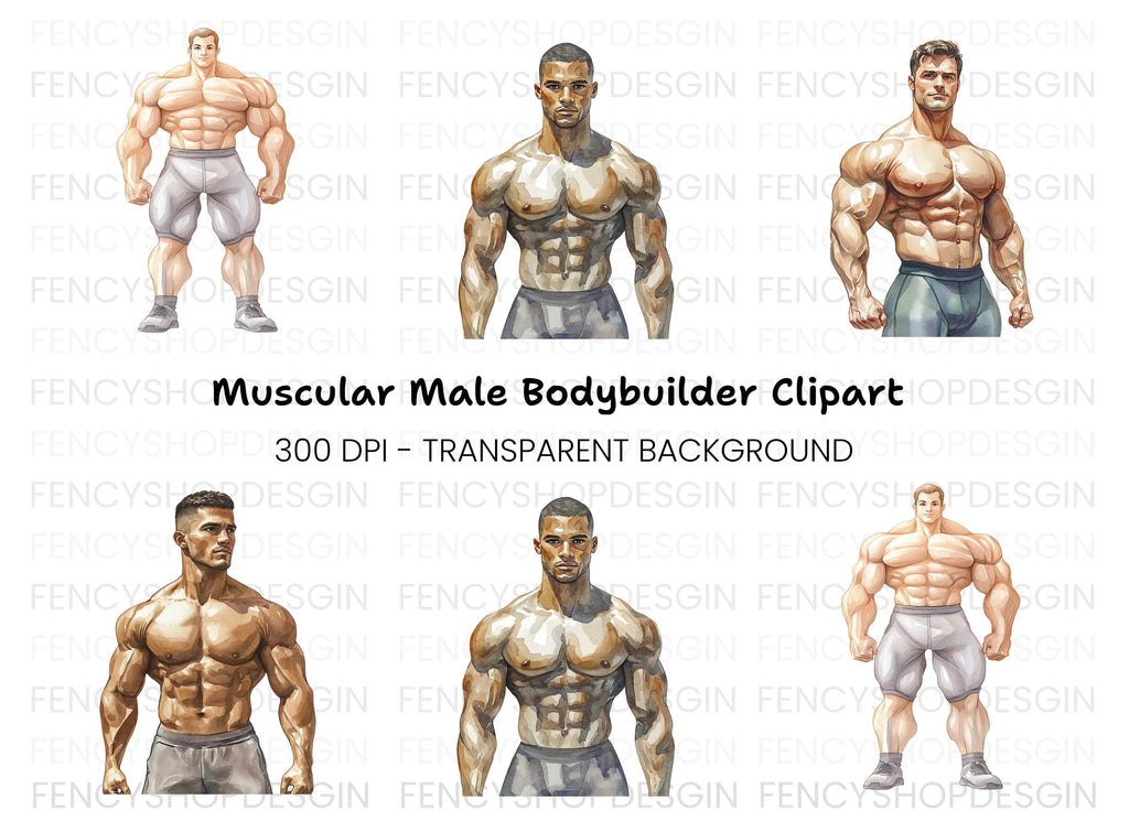 Muscular Bodybuilders Clipart Bundle