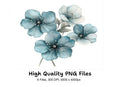 Blue Floral Clipart Bundle
