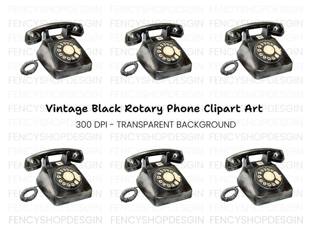 Classic Black Rotary Telephone Clipart Bundle