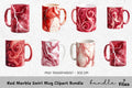 Red Marble Swirl Clipart Bundle
