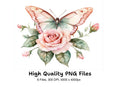 Elegant Butterfly and Rose Clipart Bundle