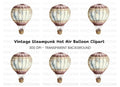 Vintage Hot Air Balloon Clipart Bundle