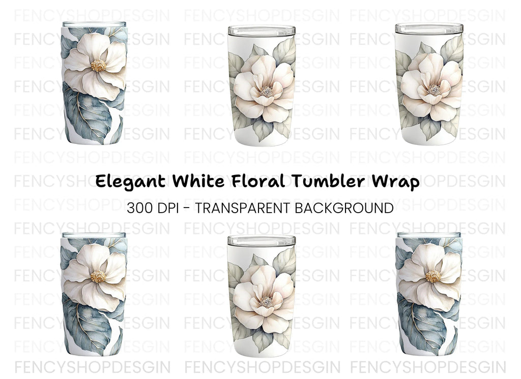 Elegant Magnolia Tumbler Clipart Bundle