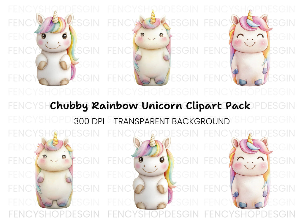 Happy Unicorn Clipart Bundle