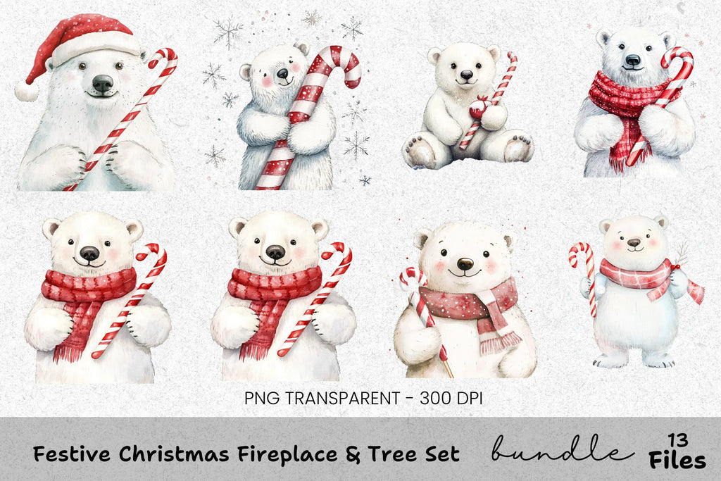 Christmas Polar Bear Clipart Bundle