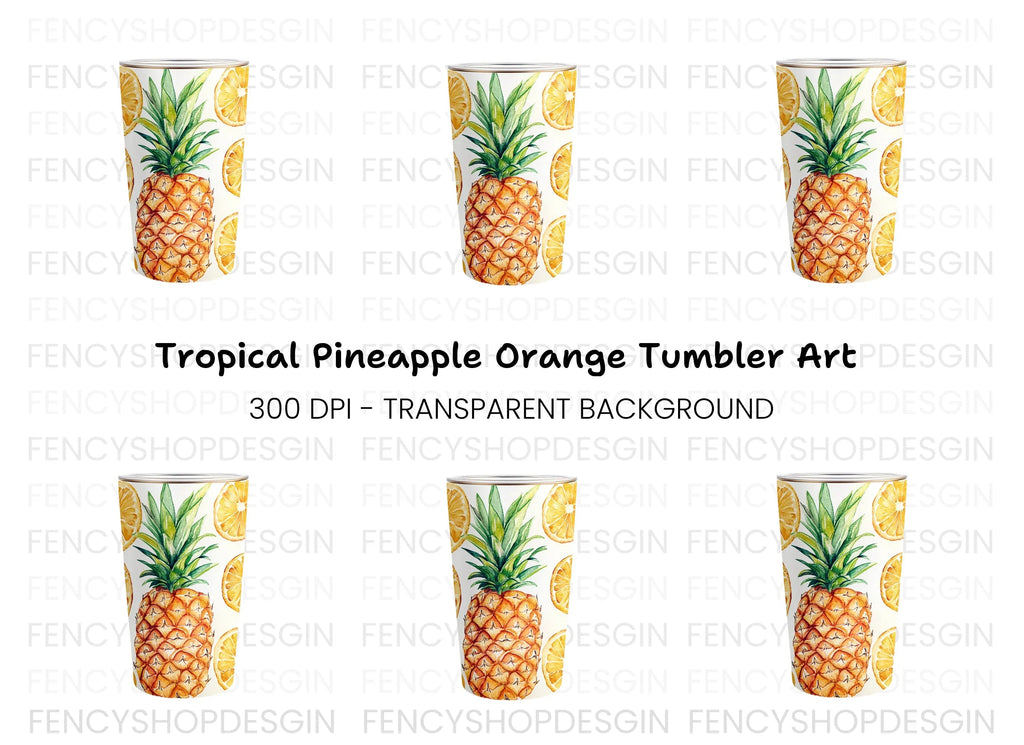 Pineapple and Orange Slices Tumbler Clipart Bundle