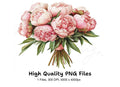 Pink Peony Bouquet Clipart Bundle