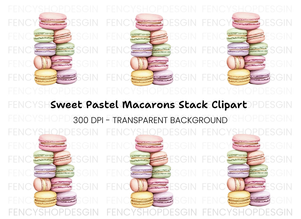 Colorful Macaron Tower Clipart Bundle