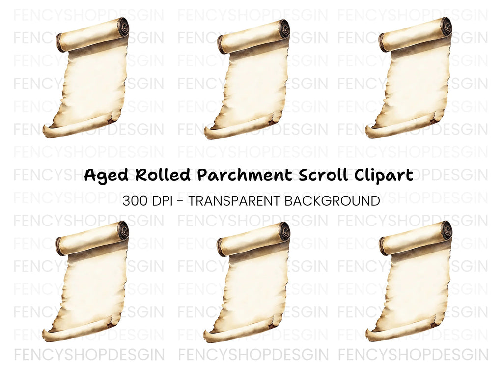 Vintage Scroll Blank Parchment Clipart Bundle