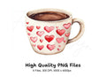 Heart Patterned Hot Chocolate Mugs Clipart Bundle