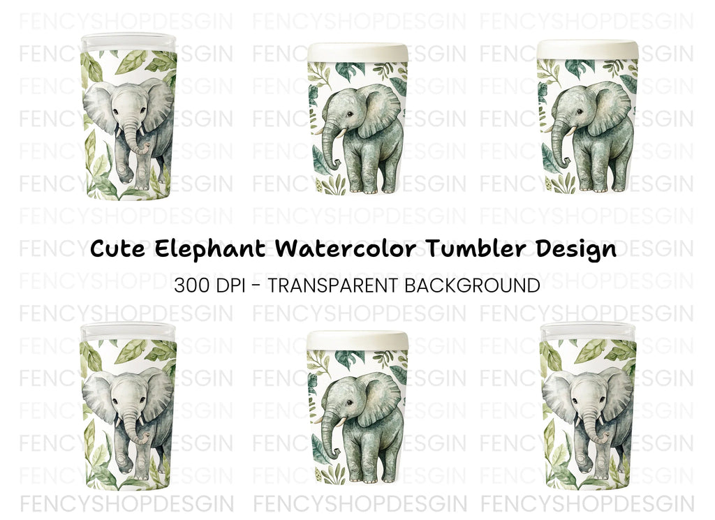 Jungle Baby Elephant Clipart Bundle