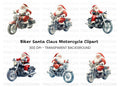 Biker Santa Christmas Clipart Bundle