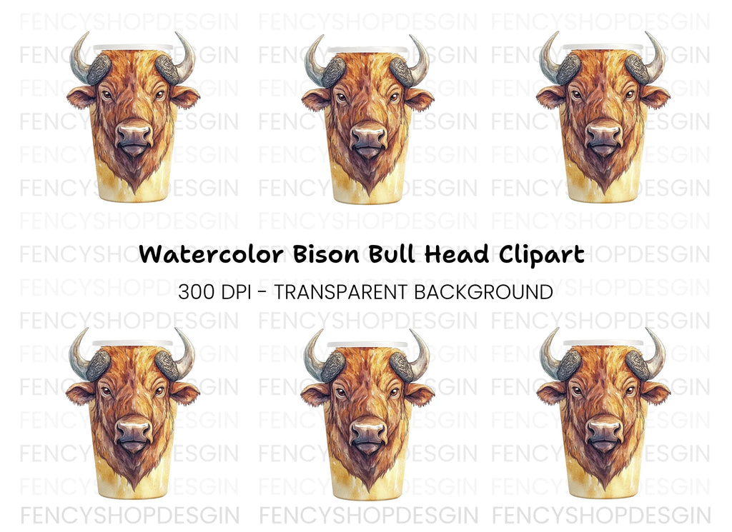 Bison Head Coffee Cup Clipart Bundle