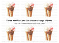 Trio of Delicious Ice Cream Cones Clipart Bundle