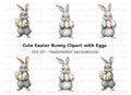 Charming Grey Easter Bunnies with Eggs Clipart Bundle