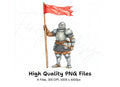 Medieval Knights with Red Flags Clipart Bundle
