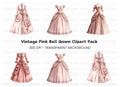 Elegant Pink Victorian Gown Clipart Bundle