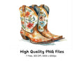 Floral Cowboy Boots Clipart Bundle