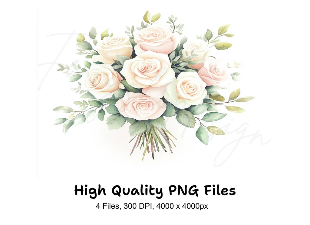 Elegant Rose Bouquet Clipart Bundle