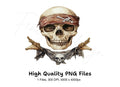 Pirate Skull with Bandana and Ropes Clipart Bundle